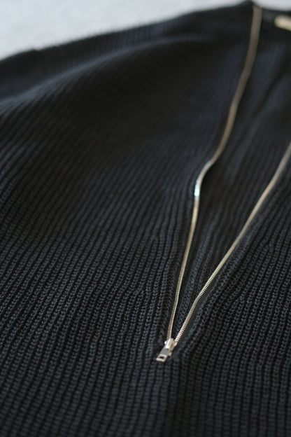 phebus - HEMP KNIT ZIP-UP JUMPER [BLACK]