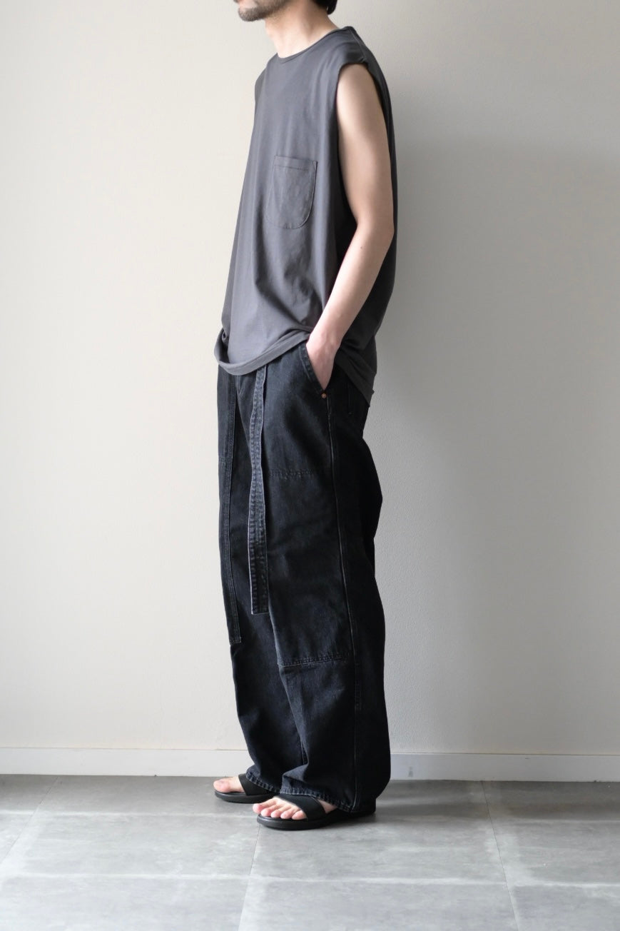 phebus  - COTTON JERSEY SLEEVELESS SHIRT [BLACK]