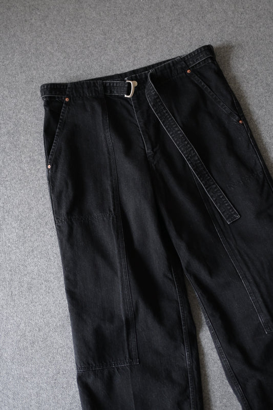phebus - SULFUR DYE DENIM BELTED PANTS [BLACK]