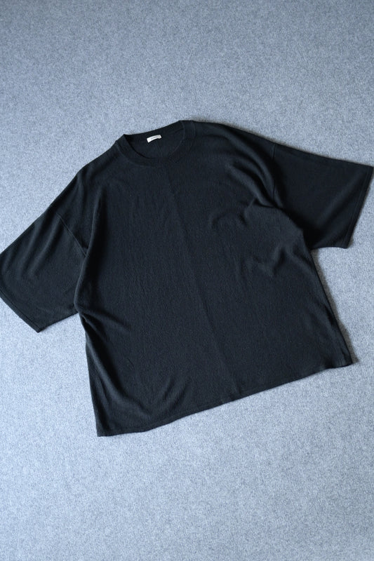 phebus - RAW SILK KNIT T-SHIRT [BLACK]