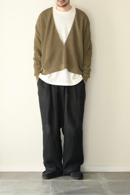 phebus - HEMP KNIT ZIP-UP JUMPER [COYOTE KHAKI]