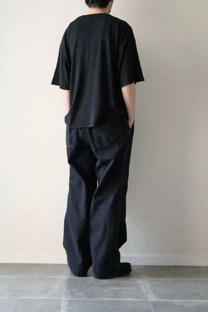 phebus - RAW SILK KNIT T-SHIRT [BLACK]