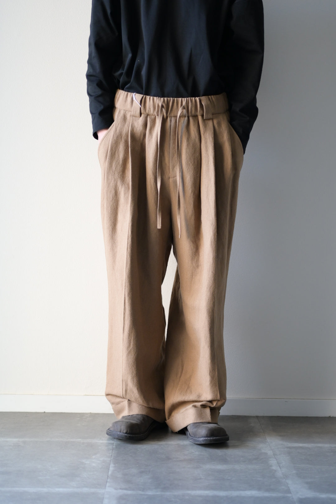 Blanc YM - Linen Silk Oversize Pants [BEIGE]