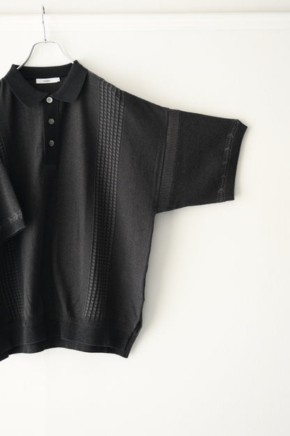 YASHIKI (ヤシキ) - Aotsuyu Knit Polo [BLACK]