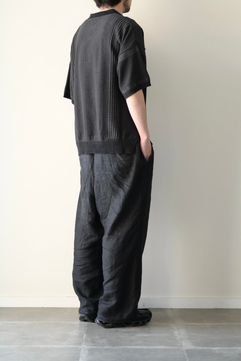 YASHIKI (ヤシキ) - Aotsuyu Knit Polo [BLACK]