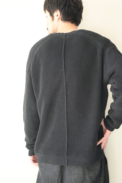 phebus - HEMP KNIT ZIP-UP JUMPER [BLACK]