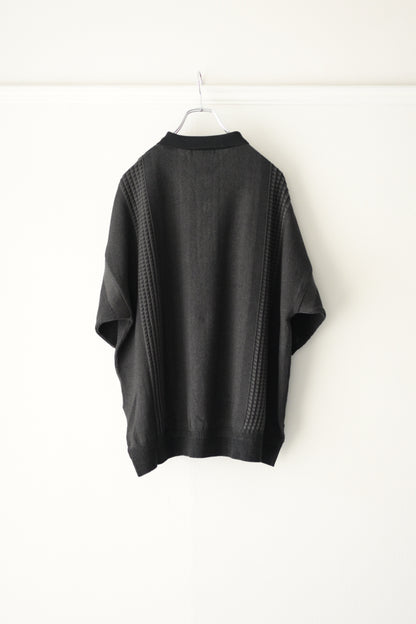 YASHIKI (ヤシキ) - Aotsuyu Knit Polo [BLACK]