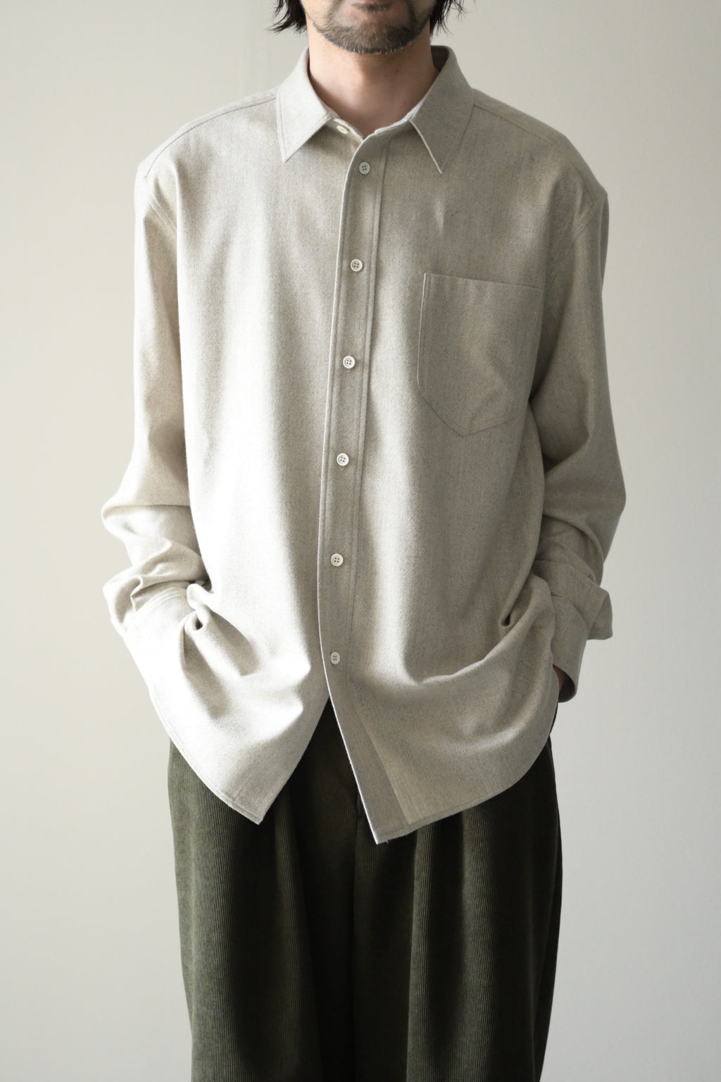 Yamauchi - Blue Fox x Yak x Wool Double Stitch Shirt