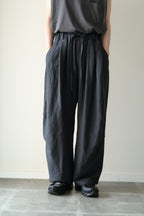 Blanc YM - Linen Silk Wide Knee Tuck Pants