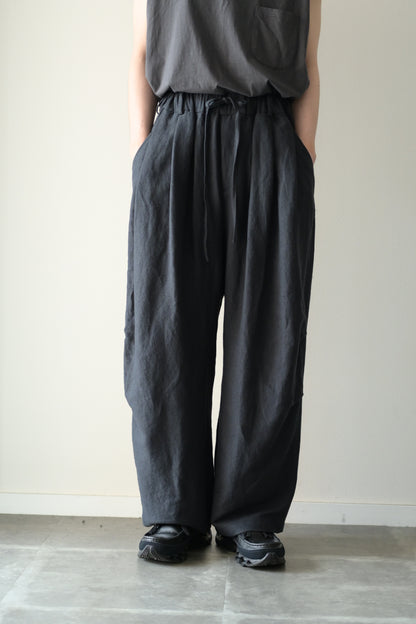 Blanc YM(ブランワイエム) - Linen Silk Wide Knee Tuck Pants
