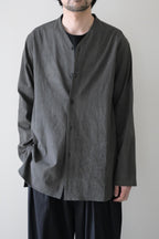 Yamauchi - Black dyed strong twist cotton voile cloth pajama shirt
