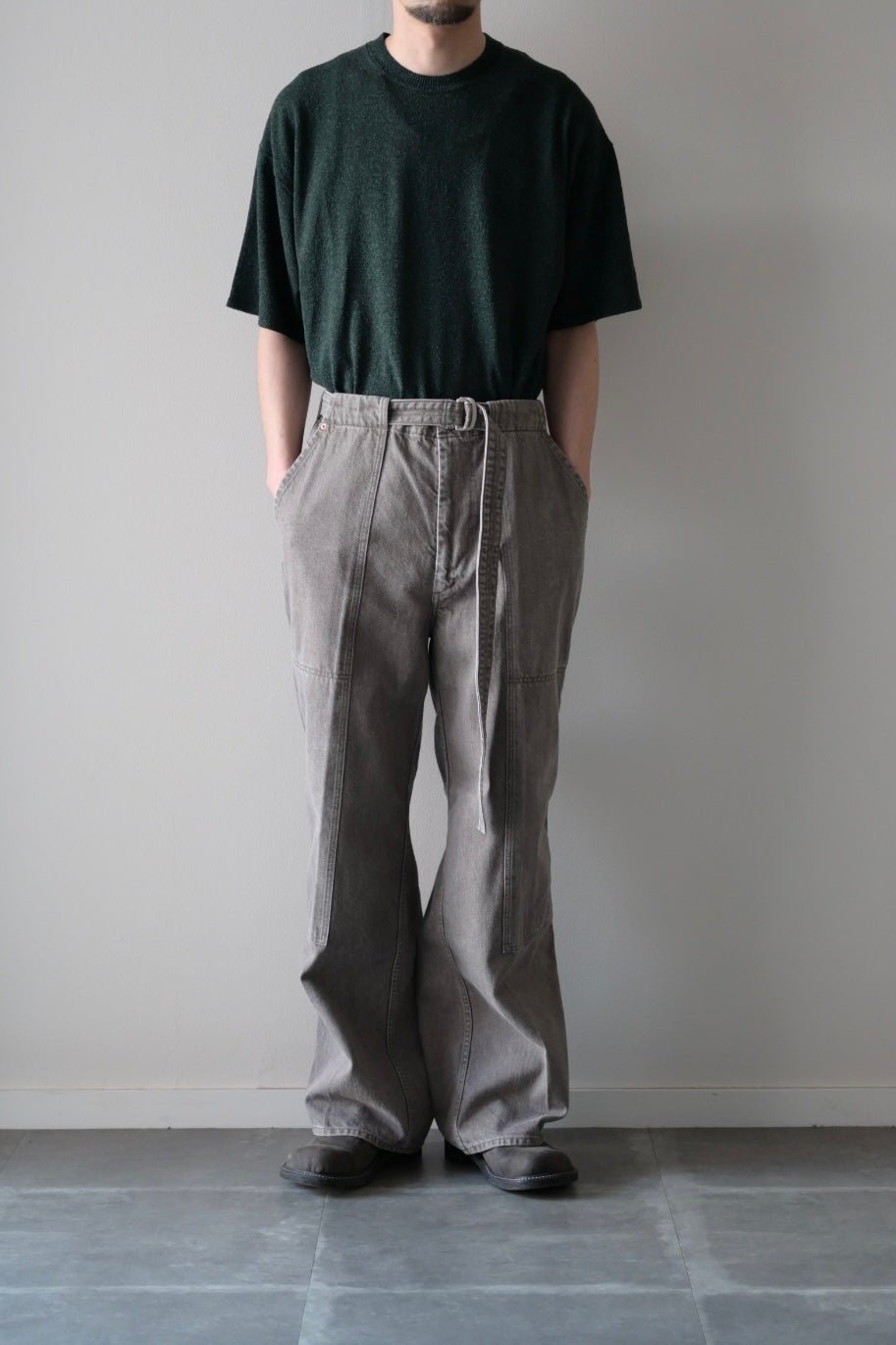 phebus - SULFUR DYE DENIM BELTED PANTS [GRAY]