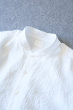Yamauchi - Salt-Shrinking Ramie Chambray Shirt (No Collar) [White]