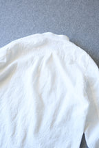 Yamauchi - Salt-Shrinking Ramie Chambray Shirt (No Collar) [White]