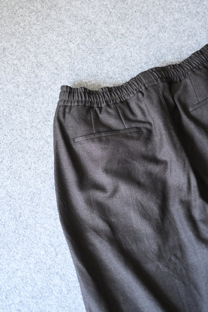 山内 - ウールメッシュクロス・パジャマパンツ[charcoal brown(洗い加工)]