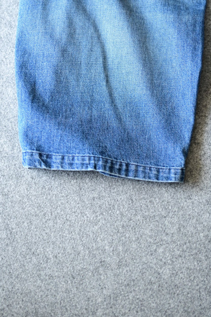 VU - vintage denim knee wide pants [VINTAGE BLUE]
