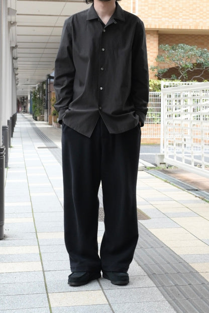 山内 - 2plyキュプラ×コットン・オープンカラーシャツ [charcoal navy]