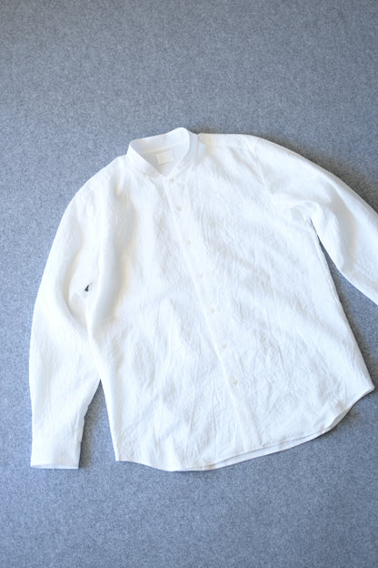 山内 - 塩縮加工ラミーシャンブレーシャツ 羽襟無し [white]