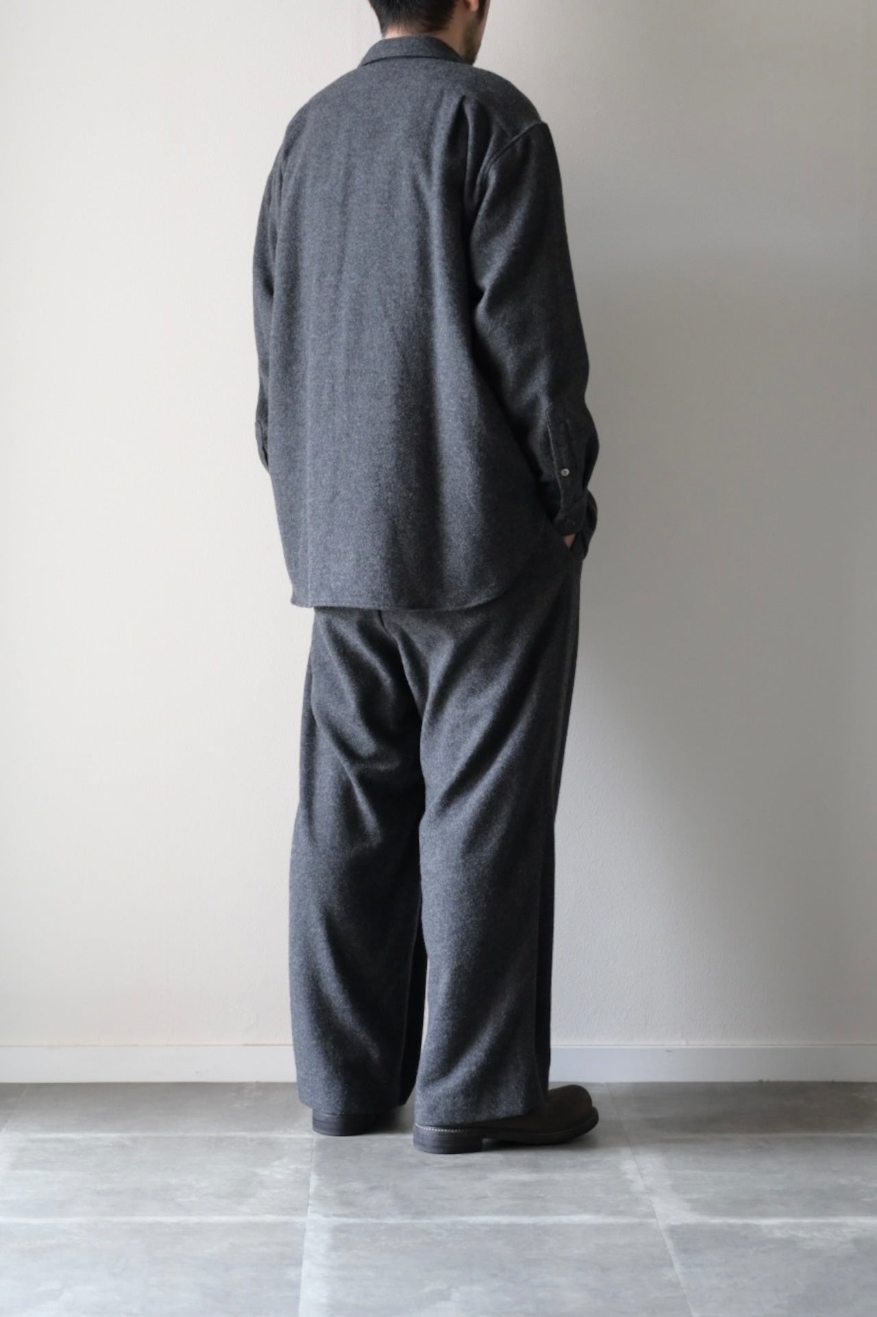 Blanc YM - CASHMERE SHIRT JACKET [CHARCOAL GRAY]