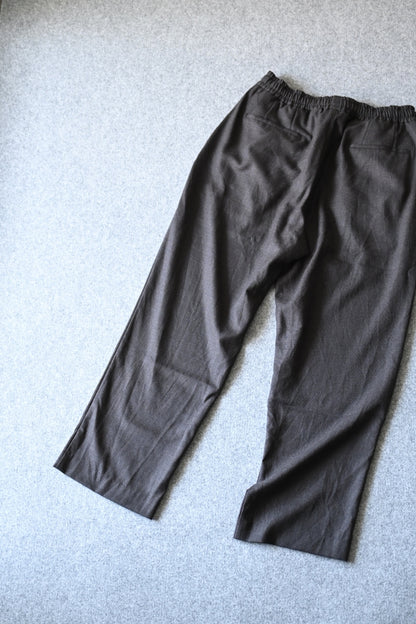 山内 - ウールメッシュクロス・パジャマパンツ[charcoal brown(洗い加工)]
