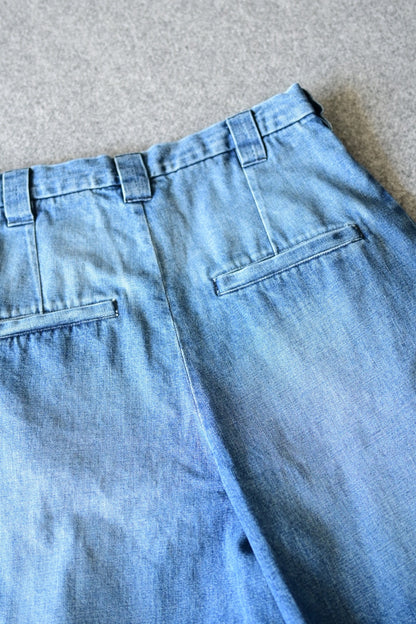 VU - vintage denim knee wide pants [VINTAGE BLUE]