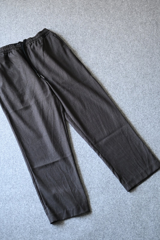 山内 - ウールメッシュクロス・パジャマパンツ[charcoal brown(洗い加工)]