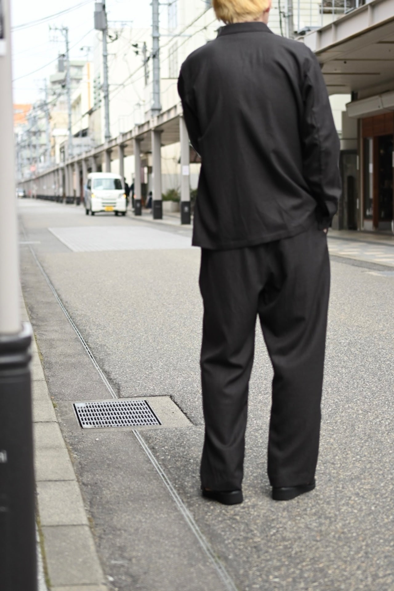 山内 - ウールメッシュクロスジャケット [charcoal brown(洗い加工)]
